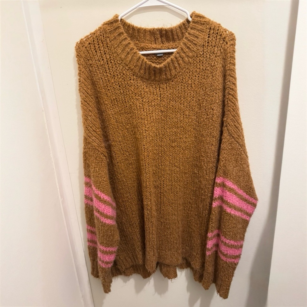 Cozy Brown and Pink Knit Sweater